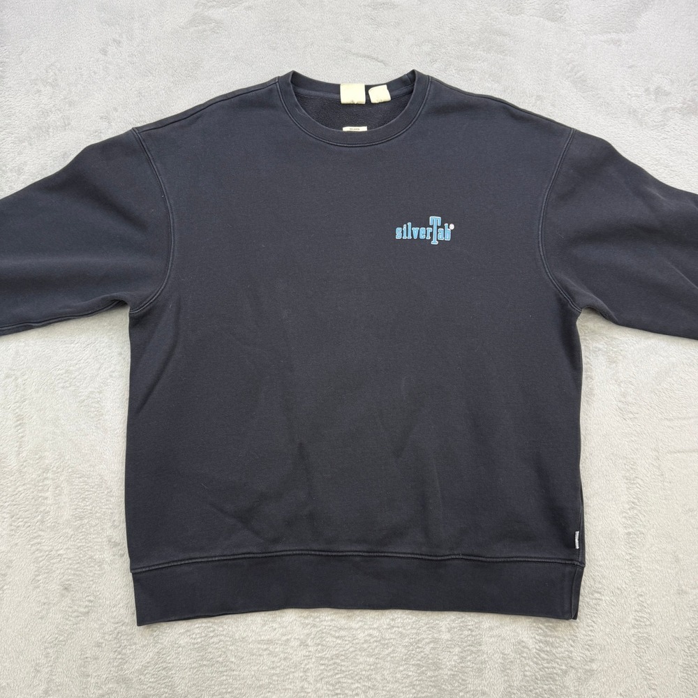 Levis SilverTab Sweatshirt Mens Large Black Big Logo Graphic Pullover Skater Y2K